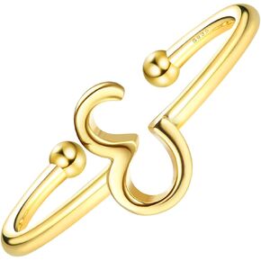 MILACOLATO 925 Sterling Silver Ring 14K Gold Plated Initial Adjustable Rings Alphabet Dainty Capital Letter Initial Rings Stackable Thumb Pinky Rings Jewelry Gifts Trendy Stuff