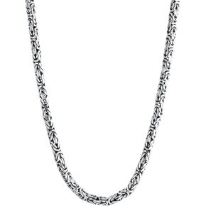 kuzzoi Necklace Men 925 Sterling Silver, Original Byzantine Cuban Chain, width 0.2 inches, length 19.69 inches - 23.62 inches, with Jewelry box - 345053