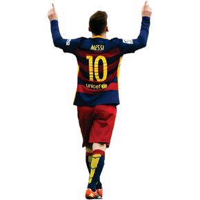 Messi Soccer Barcelona fc Samba Chelsea Real Madrid Star Sticker for Vinyl Waterproof Laptop Water Bottle Stickers for Adults Boys Girls Teen Size: 4x2.25 inch (2PCS)., Red ,Blue ,Yellow