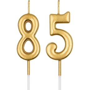 85th & 58th Birthday Candles, Champagne Gold Number 85 58 Candle for Cake, Happy Birthday Cake Topper Decoration for Birthday Anniversary Celebration Party Supplies