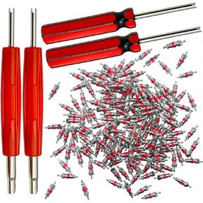 104Pcs Valve Stem Remover Tool Set,Valve Stem Cores,Premium TPMS Safe, Nickel Plated Schrader Valve Cores for Cars, SUVs, Bike and Bicycle, Trucks, Motorcycles HVAC Applications Tire Repair Tools