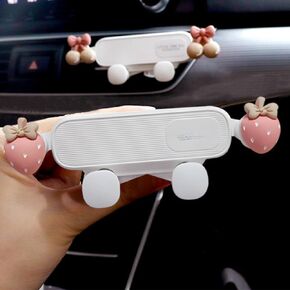 Loizziuy Strawberry Car Cradles Strawberry Stuff Decor Car Air Outlet Phone Holder Car Cellphone Holder Stocking Stuffers Suction Cute Creative Air Vent Phone Holder (Strawberry)