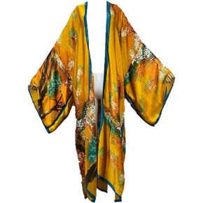 Summer Women Bikini Sweet Cardigan Stitch Cocktail sexcy African Holiday Maxi Batwing Sleeve Silk Feeling Robe Kaftan