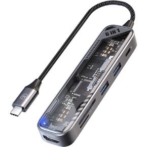 MicroPack USB C Hub 6 in 1, 100W PD Charging, 4K@60Hz HDMI, 2 USB 3.2 GEN1 5Gbps, TF/SD Card Reader, USB C Multi-Port Adapter Docking Station for MacBook Pro Air iPad Laptop Other Type C Devices