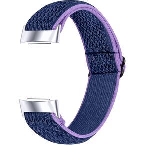 حزام ساعة مرن قابل للتعديل من FitTurn متوافق مع Fitbit Charge 6/Charge 5 Bands بديل قابل للتمدد من النايلون، سوار معصم مضفر ناعم، سوار رياضي للنساء والرجال