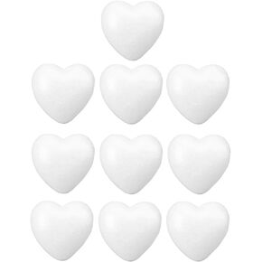 Tofficu 10pcs Heart Foam Ball: Smooth Polystyrene Foam Balls - Christmas Xmas DIY Crafts - Wedding Decor - Hearts Shapes Hearts for Craft DIY Balls - Large Foam Balls for Arts and Crafts