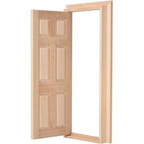 1:12 Doll House Mini Wooden Door, DIY Hollow Wooden Door Set Simple Styling 1: 12 for Dollhouse Living Room for Your Interior Model