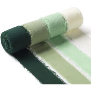 4 Rolls Handmade Fringe Chiffon Ribbon 1"W x 5Yd Per Roll,Nude & Cream Silk-Like Ribbons Set (1" x 20Yd, Nude & Cream)