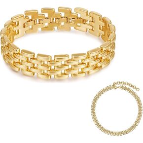 CLASSYZINT Stainless Steel Bracelets for Women and Gold Chunky Choker Necklace