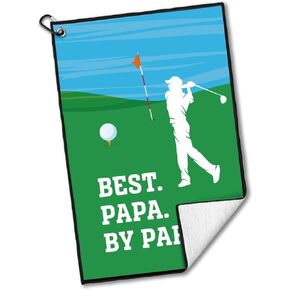 Best Papa by Par Polyester and Cotton Blend Printed Golf Towel, Funny Golf Accessories for Men, Golf Gift for Golf Fan Dad Grandpa Father, Golf Lover Birthday Gift