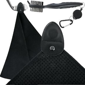 UITWMKTG Magnetic Golf Towel Accessories Kit with Golf Club Brush Groove Cleaner Golf Gifts for Men Golf Towel with Magnet for Women Golfers Black