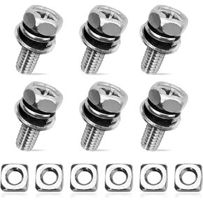 12 قطعة من صواميل ومسامير طرفية لبطارية الدراجة النارية، طقم صامولة مربعة M6 × 16 مم، برغي وصامولة بطارية دراجة نارية من الفولاذ المقاوم للصدأ (فضي) in Kuwait