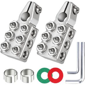 Battery Terminal Connectors, 12-Way Battery Terminals, 1/0AWG、2/4/6/8AWG Battery Connectors With 2 Anti-Corrosion Gaskets, Positive And Negative (+/-) Car Battery Terminal For Car/trucks/RVs