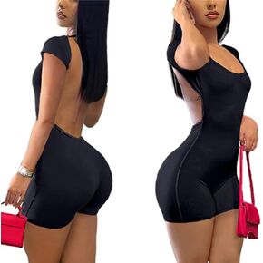 Salimdy Jumpsuits for Women Sexy Short Sleeve Open Back Jumpsuit Bodycon Romper Nightclub Outfit