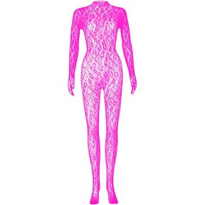 Leopard Lace Jumpsuits Fish Net One Piece Body Suit Rave Outfits for Women Ladies Night Out