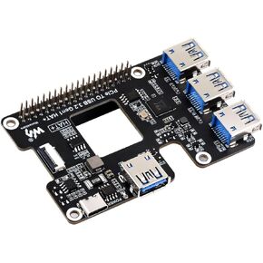 Waveshare PCIe to USB 3.2 Gen1 Expansion Card for Raspberry Pi 5, PCIe Interface to 4X High Speed USB 3.2 Gen1 Ports,Plug and Play