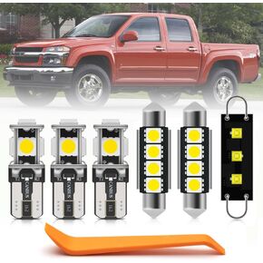 11pcs White LED Interior Light Bulbs Kit for Chevy Colorado 2004 2005 2006 2007 2008 2009 2010 2011 2012 Map Dome Footwell Trunk Lights Super Bright Interior Light Bulbs + Install Tool