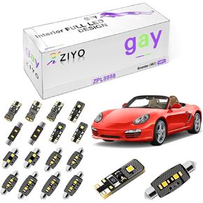 ZIYO LED Interior Light Kit Replacement for Porsche 987 Boxster Cayman 2005-2012 + License Plate Light Bulbs Package, Xenon White Dome Lights Upgrade Error Free (Boxster 987 2005-2012)