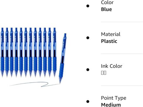 أقلام جل زرقاء من AIHAO، نقطة متوسطة 0.7 مم، حبر أزرق، قلم حبر جل بكرة دوارة قابل للسحب للكتابة السلسة، اليومية، المخطط، 12 عبوة in Kuwait