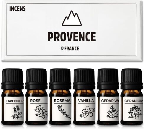 Essential Oils Set Provence Series Set of 6 100% Pure Oils kit - Lavender, Cedarwood, Rosemary, Geranium, Rose, Vanilla 10ML Suitable for Candle Making, Fresh fragrances and Diffuser in Saudi Arabia