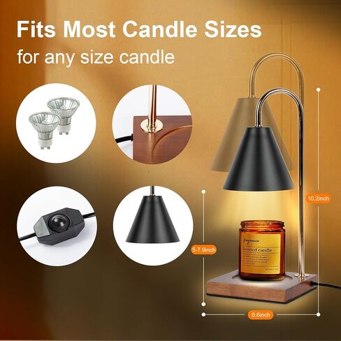 Candle Warmer Lamp,Black Electric Candle Lamp Warme,Dimmable Candle Melter Warmer for Scented Wax with 2 Bulbs,Candle Sets for Women Gift,Gift New Home Bedroom Decor,Lamp Candle Warmer for Jar Candles in Saudi Arabia