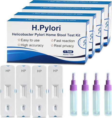 مجموعة اختبار H-Pylori، مجموعات اختبار براز هيليكوباكتر بيلوري في المنزل، 4 اختبارات اختبار H. Pylori البراز (مستضد) الاختبار الذاتي للاستخدام المنزلي، النتائج في 10-15 دقيقة بدقة عالية in Kuwait