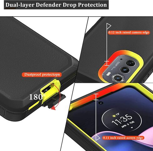 Compatible with Motorola Edge (2022) Case, with Belt Clip Holster Heavy Duty Rugged Shockproof Full Body Protection Kickstand Phone case for Motorola Edge (2022) (Black) in Kuwait