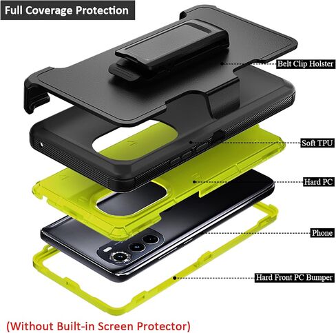 Compatible with Motorola Edge (2022) Case, with Belt Clip Holster Heavy Duty Rugged Shockproof Full Body Protection Kickstand Phone case for Motorola Edge (2022) (Black) in Kuwait