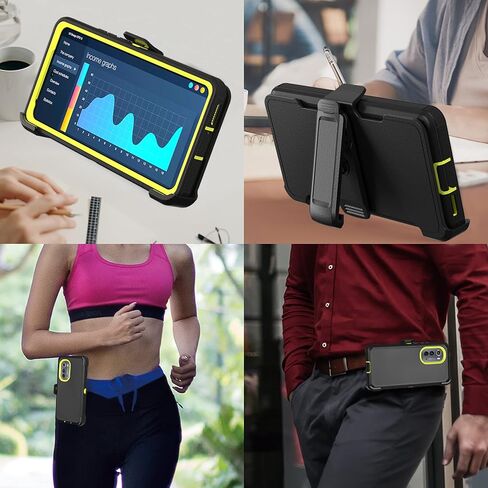 Compatible with Motorola Edge (2022) Case, with Belt Clip Holster Heavy Duty Rugged Shockproof Full Body Protection Kickstand Phone case for Motorola Edge (2022) (Black) in Kuwait