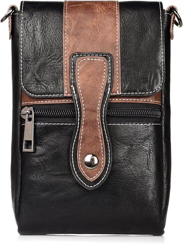 Crossbody Cell Phone Bag Wallet, Leather Cell Phone Belt Clip Holder, Multifunction Messenger Holster Crossbody Purse with Shoulder Strap Waist Wallet Belt Clip Holder with Locking Carabiner Hook in Saudi Arabia