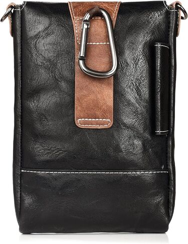 Crossbody Cell Phone Bag Wallet, Leather Cell Phone Belt Clip Holder, Multifunction Messenger Holster Crossbody Purse with Shoulder Strap Waist Wallet Belt Clip Holder with Locking Carabiner Hook in Saudi Arabia