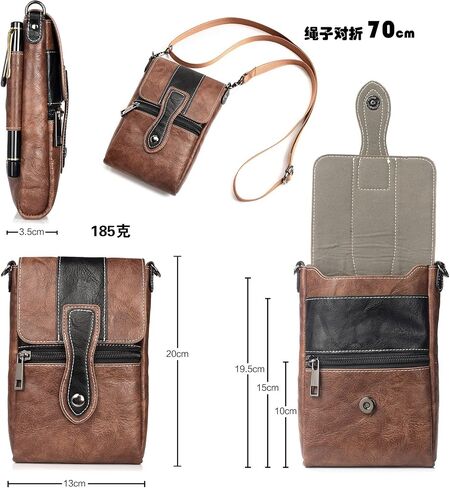 Crossbody Cell Phone Bag Wallet, Leather Cell Phone Belt Clip Holder, Multifunction Messenger Holster Crossbody Purse with Shoulder Strap Waist Wallet Belt Clip Holder with Locking Carabiner Hook in Saudi Arabia