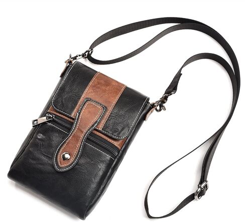 Crossbody Cell Phone Bag Wallet, Leather Cell Phone Belt Clip Holder, Multifunction Messenger Holster Crossbody Purse with Shoulder Strap Waist Wallet Belt Clip Holder with Locking Carabiner Hook in Saudi Arabia
