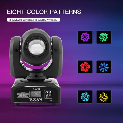 LED Stage Lights Moving Head Lights 8 Gobos 8 Colors 11 Channels 50W Spotlights DMX 512 with Sound Activated for Wedding DJ Party Stage Lighting in Saudi Arabia