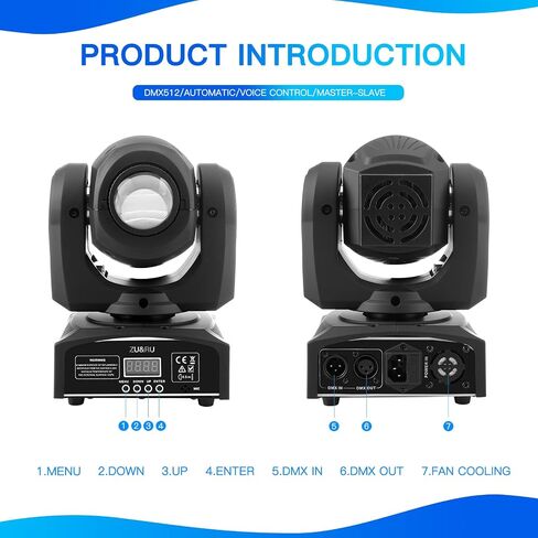 LED Stage Lights Moving Head Lights 8 Gobos 8 Colors 11 Channels 50W Spotlights DMX 512 with Sound Activated for Wedding DJ Party Stage Lighting in Saudi Arabia