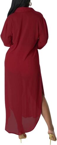Womens Long Sleeve Button Down Cover Up Sexy Sheer Mesh Maxi Shirts Dress Beach Cardigan See Through Kimono in Saudi Arabia