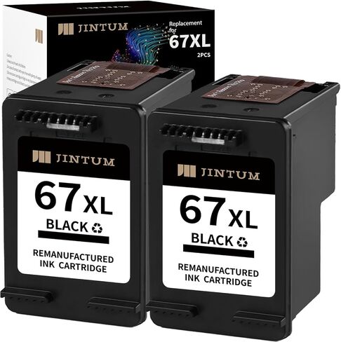 JINTUM Remanufactured Ink Cartridge Replacement for HP 67XL Black Ink Cartridge for HP 2755e 2700 2752e 2752 2742e 4155e 4100 4158e 4152e 4500 6055e 6055 6000 Printer (67XL Black Ink, 2-Pack) in Saudi Arabia