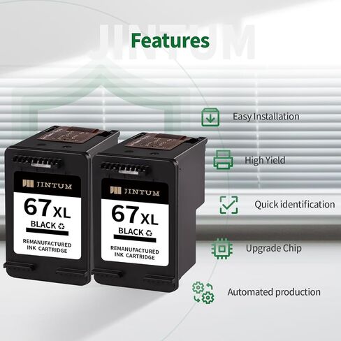 JINTUM Remanufactured Ink Cartridge Replacement for HP 67XL Black Ink Cartridge for HP 2755e 2700 2752e 2752 2742e 4155e 4100 4158e 4152e 4500 6055e 6055 6000 Printer (67XL Black Ink, 2-Pack) in Saudi Arabia