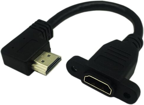 CERRXIAN 15cm 6inch High Speed HDMI 2.0 Down Angle HDMI Male to Female Extension Cable with Screw Hole Panel Mount Support 4K 60Hz Resolution for Blu Ray Player, 3D TV, Roku, Xbox360 (Black) (D) in Saudi Arabia