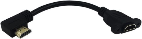 CERRXIAN 15cm 6inch High Speed HDMI 2.0 Down Angle HDMI Male to Female Extension Cable with Screw Hole Panel Mount Support 4K 60Hz Resolution for Blu Ray Player, 3D TV, Roku, Xbox360 (Black) (D) in Saudi Arabia
