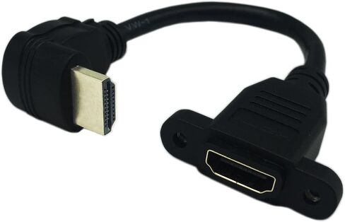 CERRXIAN 15cm 6inch High Speed HDMI 2.0 Down Angle HDMI Male to Female Extension Cable with Screw Hole Panel Mount Support 4K 60Hz Resolution for Blu Ray Player, 3D TV, Roku, Xbox360 (Black) (D) in Saudi Arabia