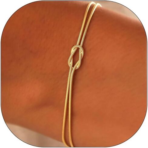 Love Knot Bracelet Gold Knot Bracelet Dainty Snake Chain Infinity Bracelet Forever Love Bracelet Adjustable Gold Jewelry Gifts for Women Men in Saudi Arabia