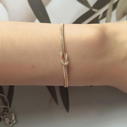 Love Knot Bracelet Gold Knot Bracelet Dainty Snake Chain Infinity Bracelet Forever Love Bracelet Adjustable Gold Jewelry Gifts for Women Men in Saudi Arabia