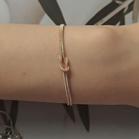 Love Knot Bracelet Gold Knot Bracelet Dainty Snake Chain Infinity Bracelet Forever Love Bracelet Adjustable Gold Jewelry Gifts for Women Men in Saudi Arabia