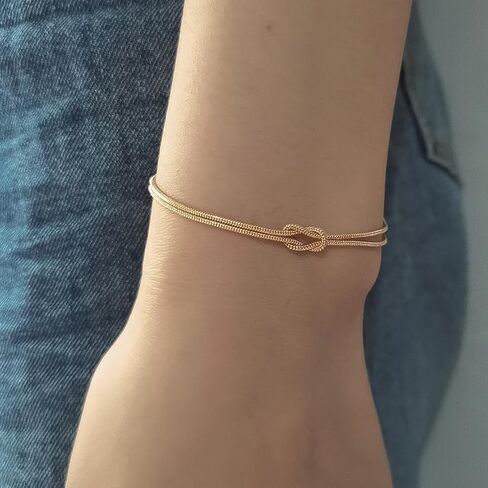 Love Knot Bracelet Gold Knot Bracelet Dainty Snake Chain Infinity Bracelet Forever Love Bracelet Adjustable Gold Jewelry Gifts for Women Men in Saudi Arabia