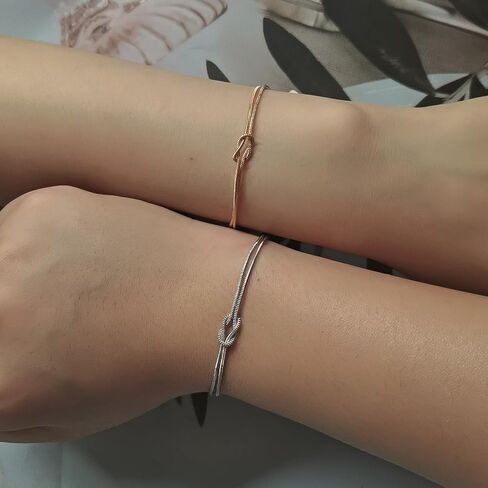 Love Knot Bracelet Gold Knot Bracelet Dainty Snake Chain Infinity Bracelet Forever Love Bracelet Adjustable Gold Jewelry Gifts for Women Men in Saudi Arabia