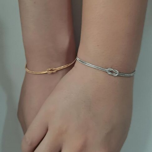 Love Knot Bracelet Gold Knot Bracelet Dainty Snake Chain Infinity Bracelet Forever Love Bracelet Adjustable Gold Jewelry Gifts for Women Men in Saudi Arabia