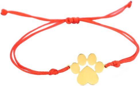 Paw Print Layered Bracelet For Girls Women Stainless Steel Hollow Out Cat Paw Print Strings Bracelet Cute Charm Adjustable Double Rope Bracelet Jewelry Cat Lover Gifts in Saudi Arabia