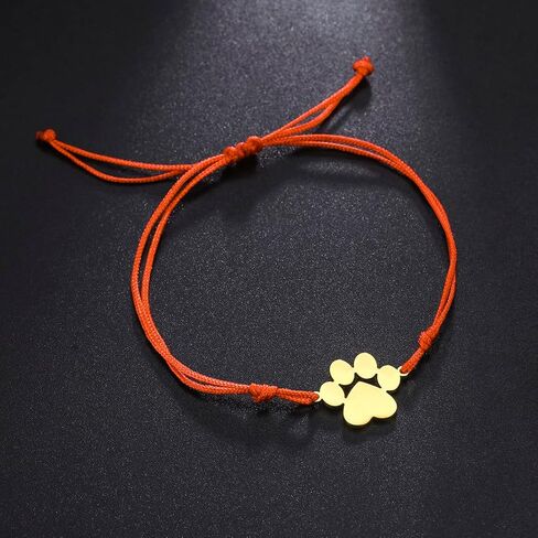 Paw Print Layered Bracelet For Girls Women Stainless Steel Hollow Out Cat Paw Print Strings Bracelet Cute Charm Adjustable Double Rope Bracelet Jewelry Cat Lover Gifts in Saudi Arabia