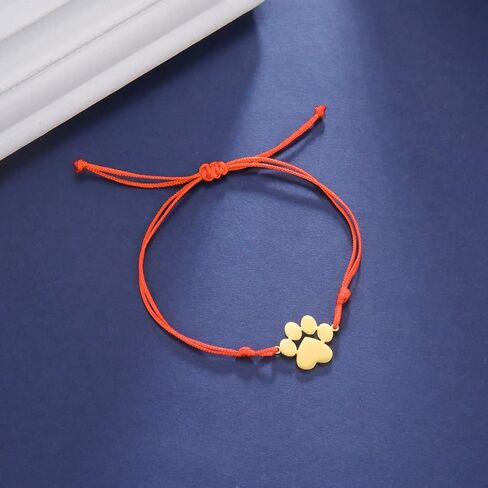 Paw Print Layered Bracelet For Girls Women Stainless Steel Hollow Out Cat Paw Print Strings Bracelet Cute Charm Adjustable Double Rope Bracelet Jewelry Cat Lover Gifts in Saudi Arabia